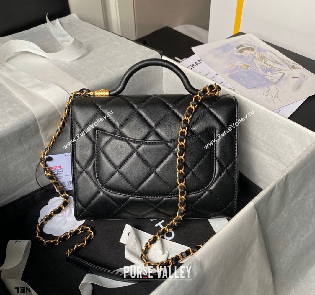 Chanel Lambskin Small Flap Bag with Top Handle AS4957 Black 2024 (yezi-240717102)