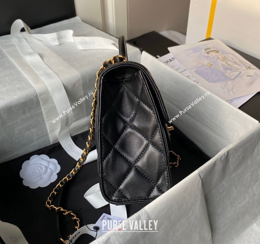 Chanel Lambskin Small Flap Bag with Top Handle AS4957 Black 2024 (yezi-240717102)