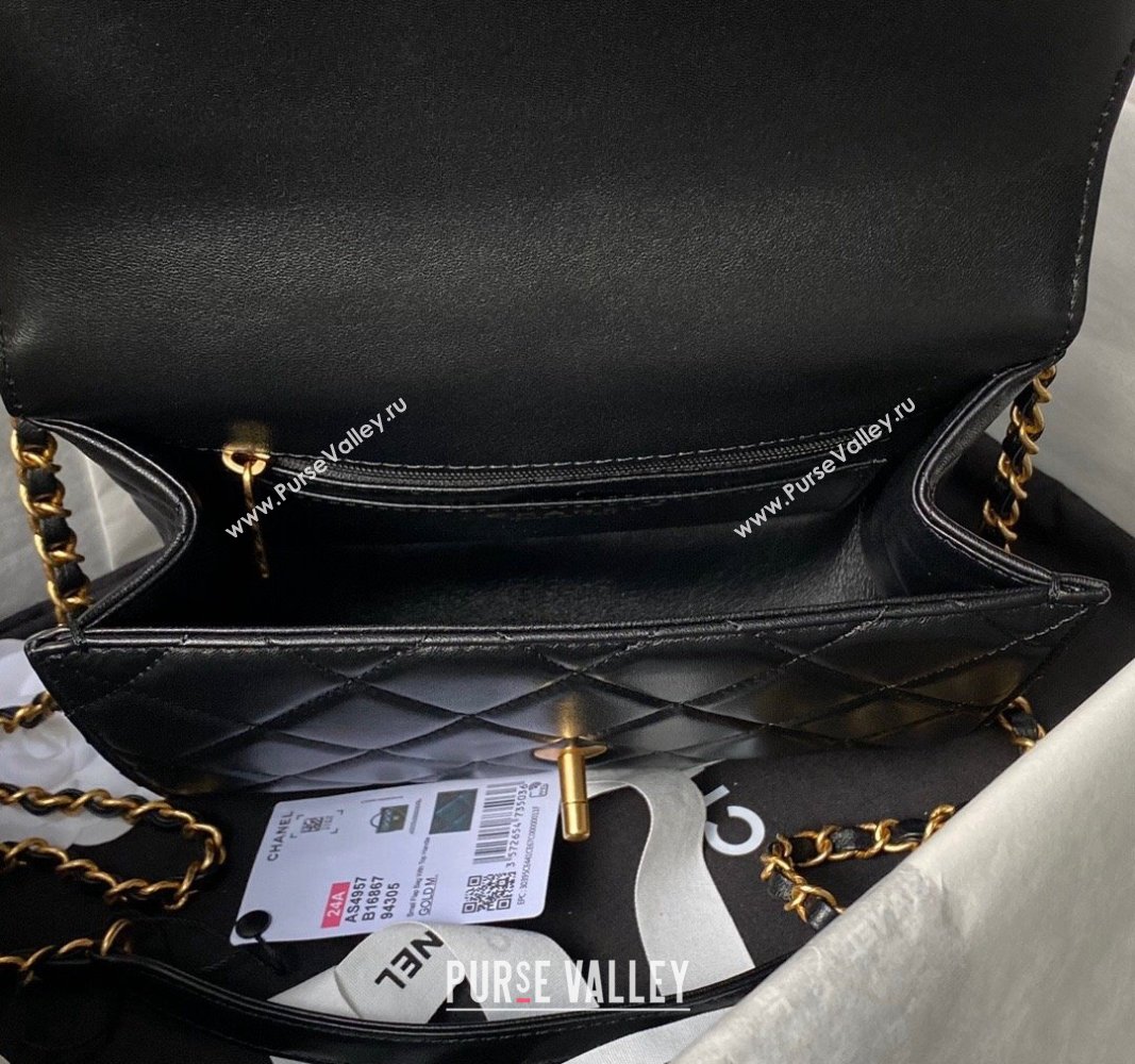 Chanel Lambskin Small Flap Bag with Top Handle AS4957 Black 2024 (yezi-240717102)