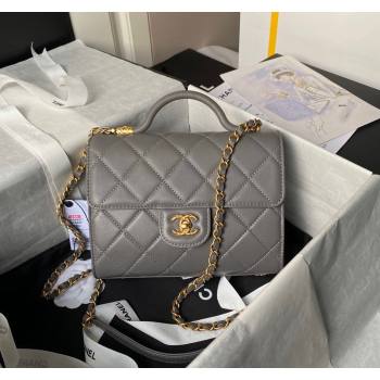 Chanel Lambskin Small Flap Bag with Top Handle AS4957 Grey 2024 (yezi-240717104)