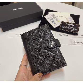 Chanel Grained Calfskin Passport Cover Black/Silver 2024 AP3196 (SSZ-240717110)