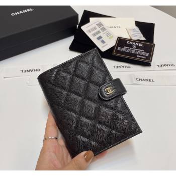 Chanel Grained Calfskin Passport Cover Black/Gold 2024 AP3196 (SSZ-240717111)