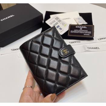 Chanel Lambskin Passport Cover Black/Gold 2024 AP3196 (SSZ-240717112)