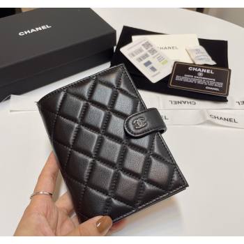 Chanel Lambskin Passport Cover Black/Silver 2024 AP3196 (SSZ-240717113)