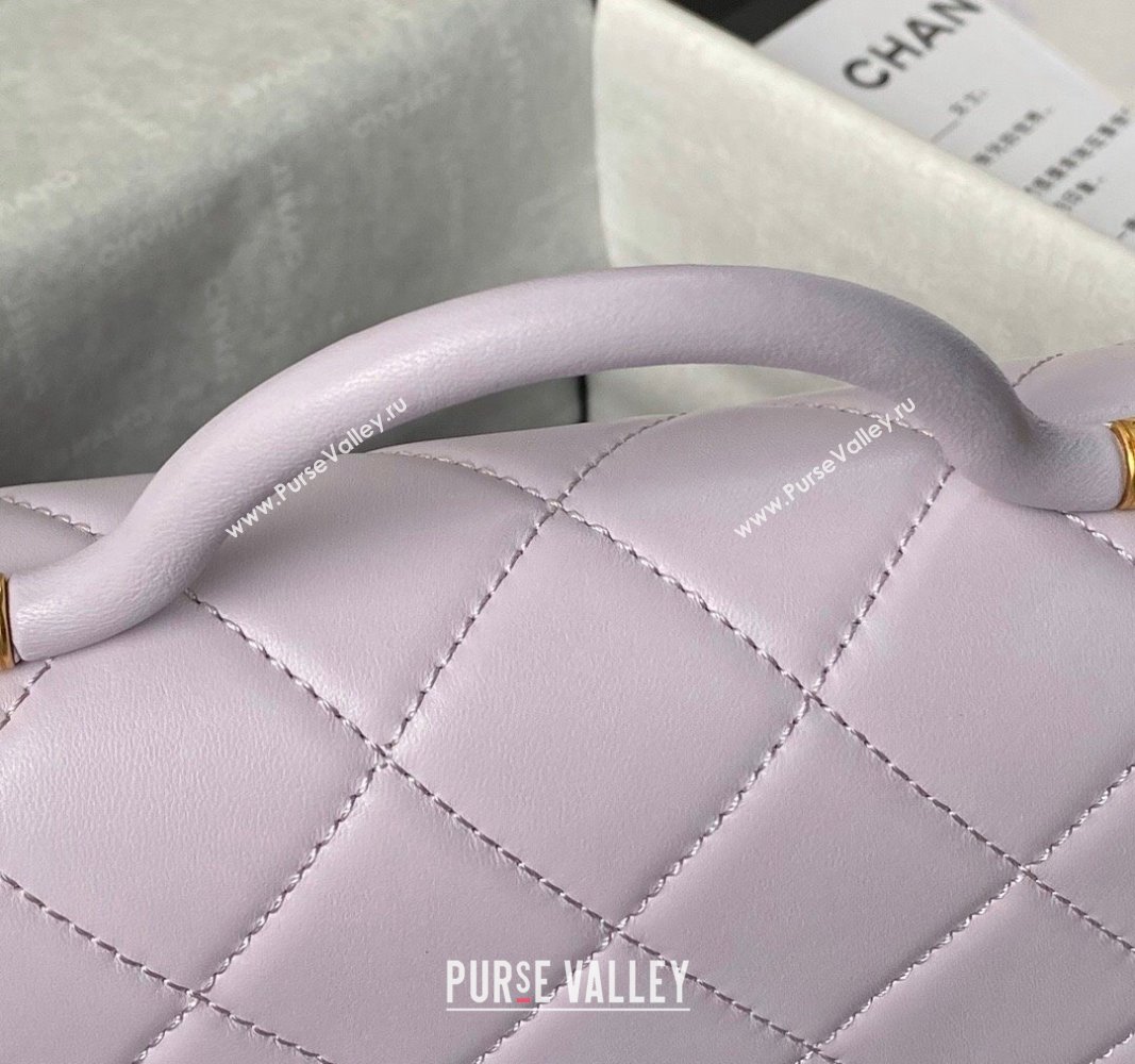 Chanel Lambskin Small Flap Bag with Top Handle AS4957 Light Purple 2024 (yezi-240717106)