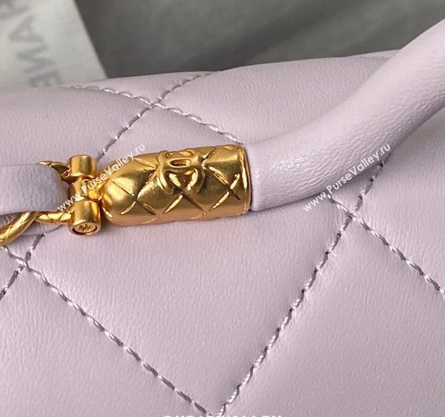 Chanel Lambskin Small Flap Bag with Top Handle AS4957 Light Purple 2024 (yezi-240717106)