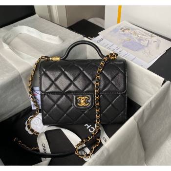 Chanel Grained Calfskin Small Flap Bag with Top Handle AS4957 Black 2024 (yezi-240717103)