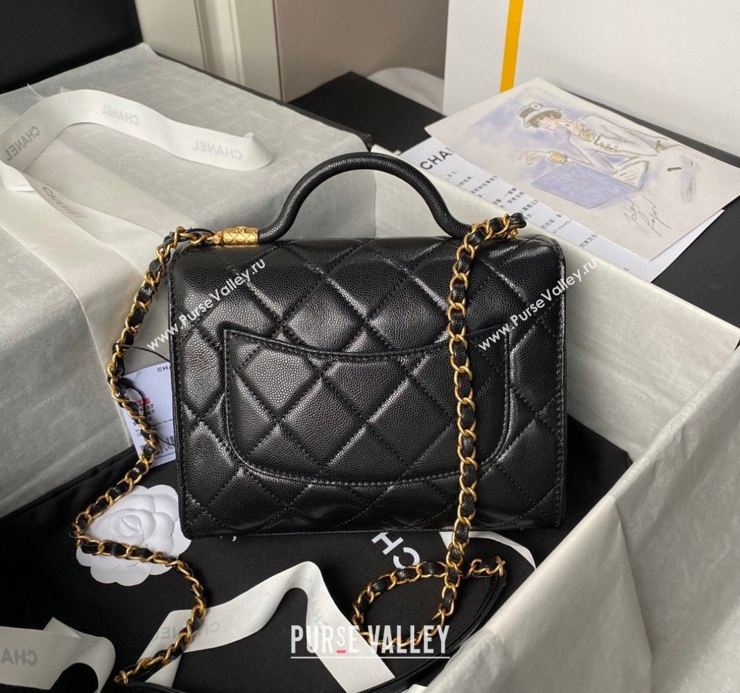 Chanel Grained Calfskin Small Flap Bag with Top Handle AS4957 Black 2024 (yezi-240717103)