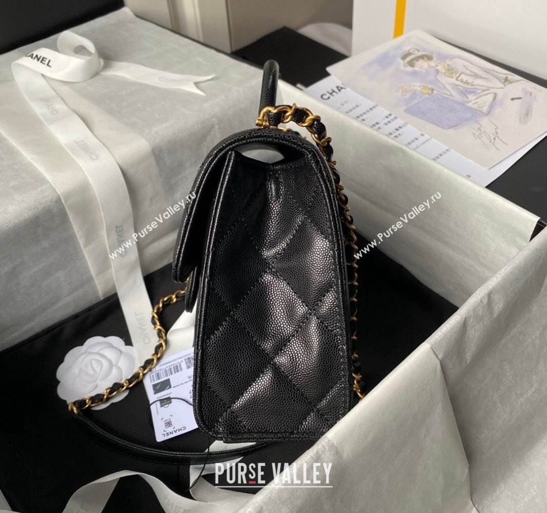 Chanel Grained Calfskin Small Flap Bag with Top Handle AS4957 Black 2024 (yezi-240717103)