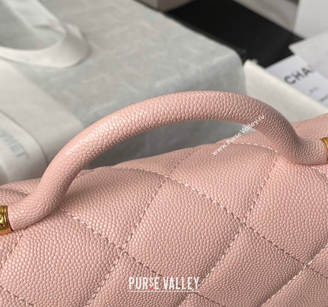 Chanel Grained Calfskin Small Flap Bag with Top Handle AS4957 Light Pink 2024 (yezi-240717108)