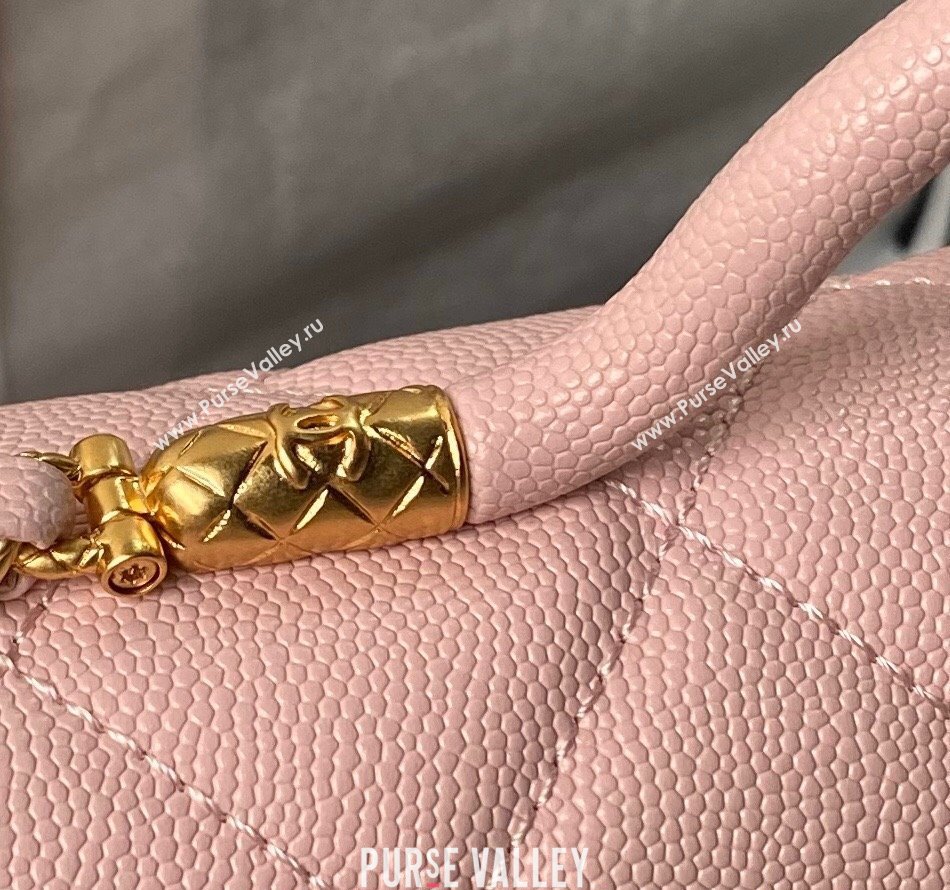 Chanel Grained Calfskin Small Flap Bag with Top Handle AS4957 Light Pink 2024 (yezi-240717108)
