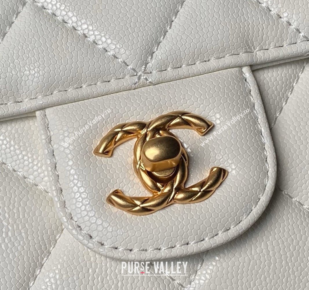 Chanel Grained Calfskin Small Flap Bag with Top Handle AS4957 White 2024 (yezi-240717109)