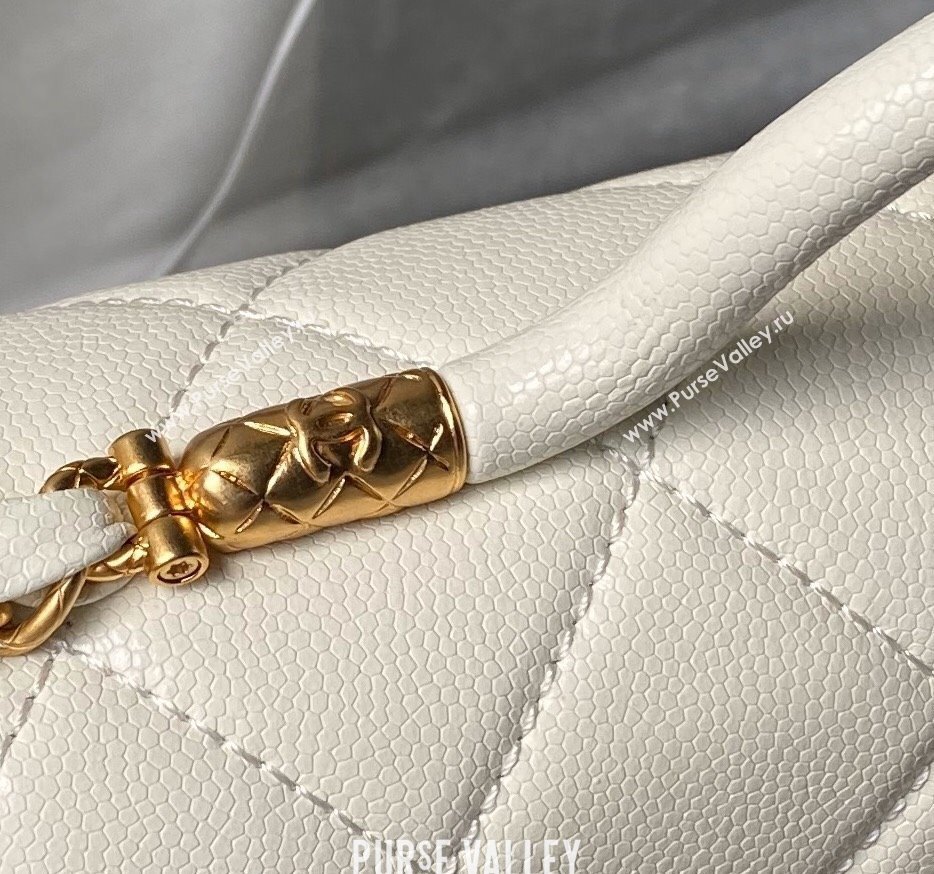 Chanel Grained Calfskin Small Flap Bag with Top Handle AS4957 White 2024 (yezi-240717109)