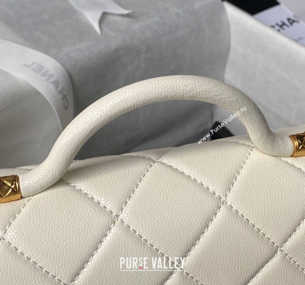 Chanel Grained Calfskin Small Flap Bag with Top Handle AS4957 White 2024 (yezi-240717109)