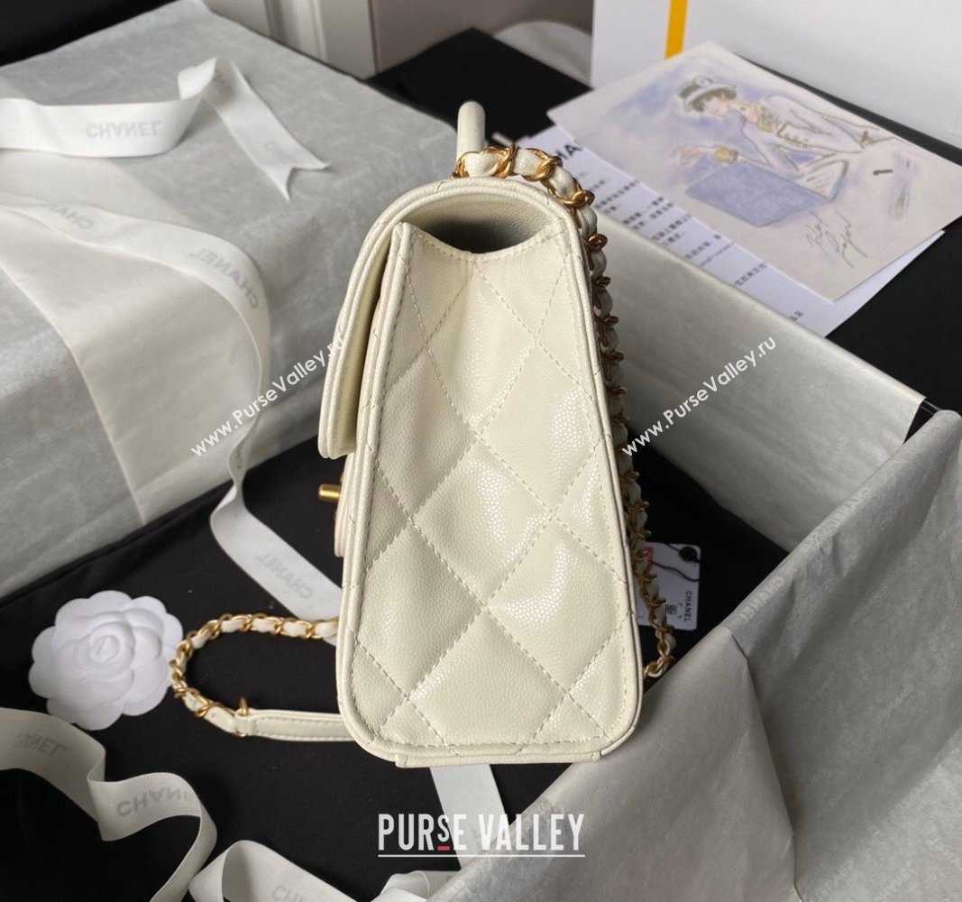 Chanel Grained Calfskin Small Flap Bag with Top Handle AS4957 White 2024 (yezi-240717109)