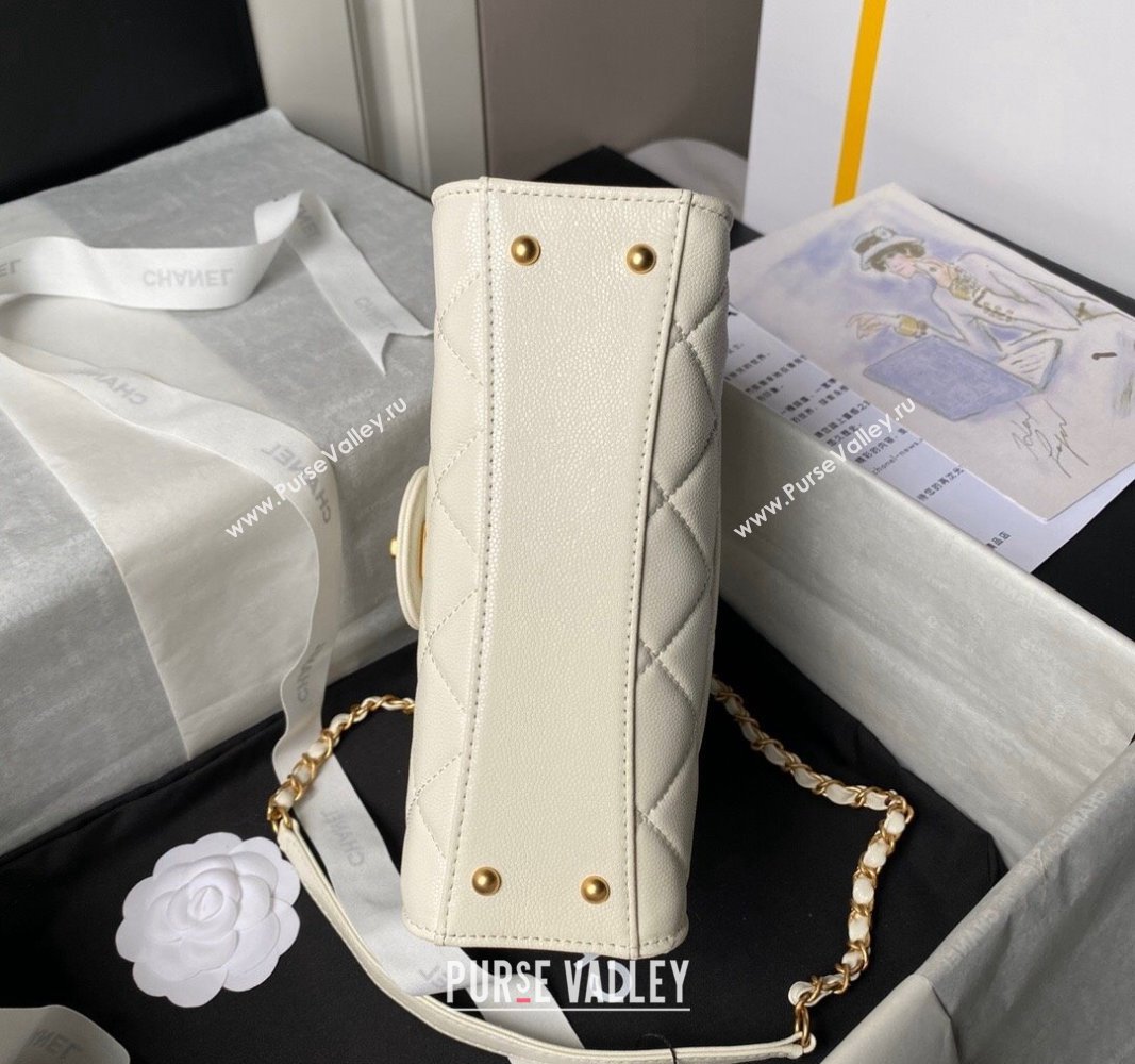 Chanel Grained Calfskin Small Flap Bag with Top Handle AS4957 White 2024 (yezi-240717109)