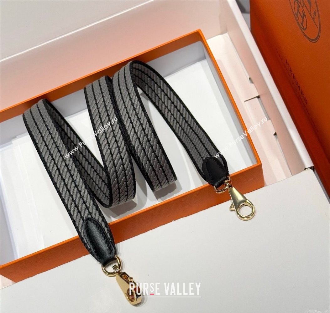 Hermes Canvas Bag Strap 2.5x105cm Black/Gold 2025 1008 (FL-251008003)