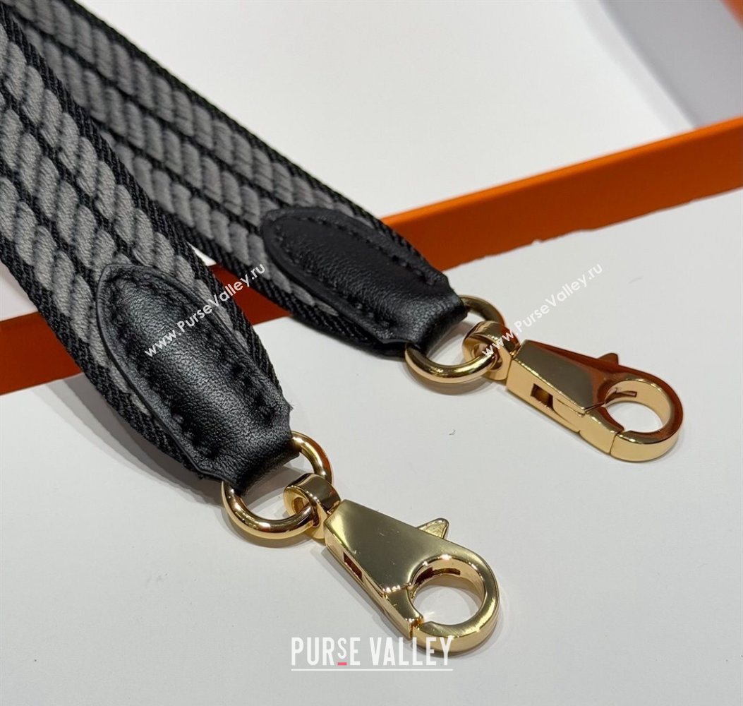 Hermes Canvas Bag Strap 2.5x105cm Black/Gold 2025 1008 (FL-251008003)