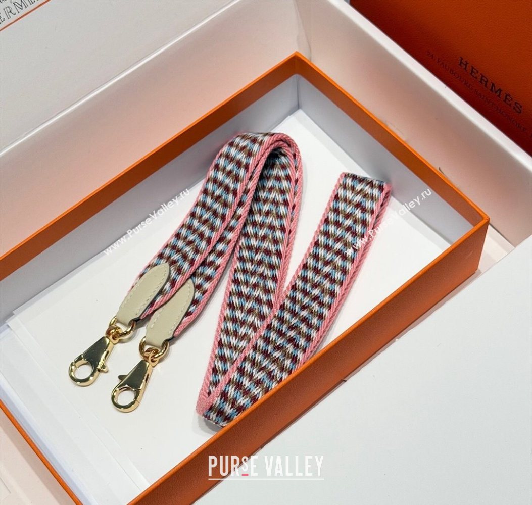 Hermes Canvas Bag Strap 2.5x105cm Light Pink/Gold 2025 1008 (FL-251008001)