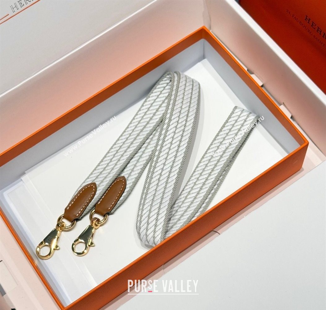 Hermes Canvas Bag Strap 2.5x105cm Grey/Gold 2025 1008 (FL-251008009)