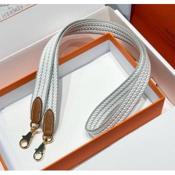 Hermes Canvas Bag Strap 2.5x105cm Grey/Gold 2025 1008 (FL-251008009)
