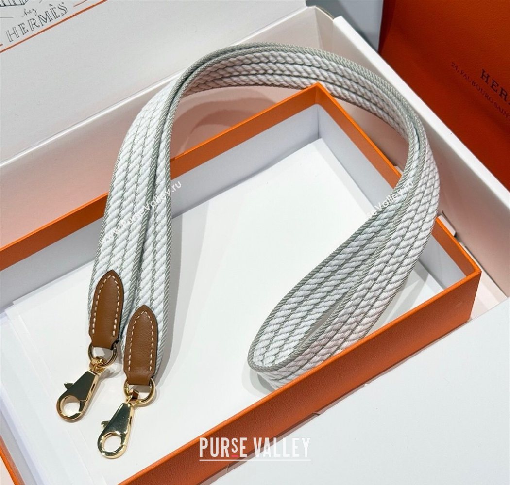 Hermes Canvas Bag Strap 2.5x105cm Grey/Gold 2025 1008 (FL-251008009)