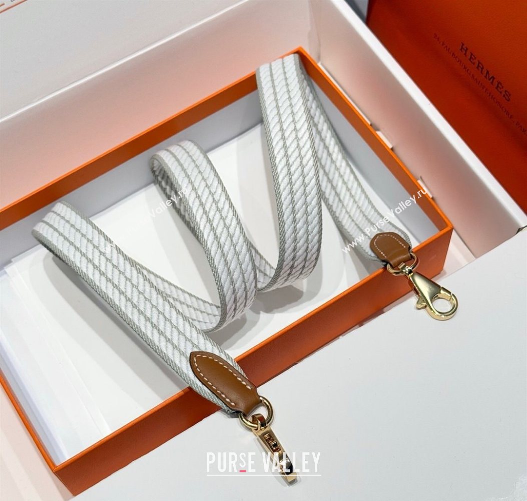 Hermes Canvas Bag Strap 2.5x105cm Grey/Gold 2025 1008 (FL-251008009)