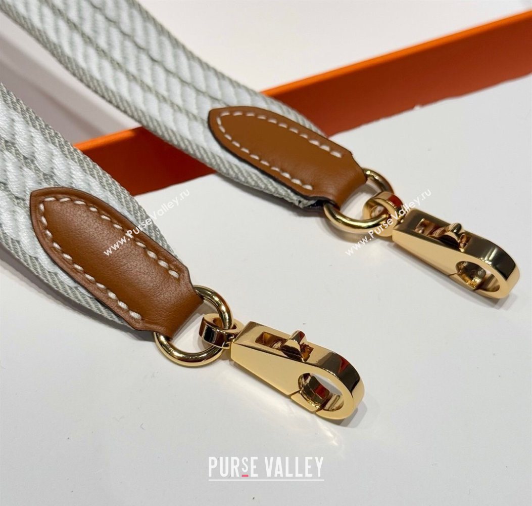 Hermes Canvas Bag Strap 2.5x105cm Grey/Gold 2025 1008 (FL-251008009)