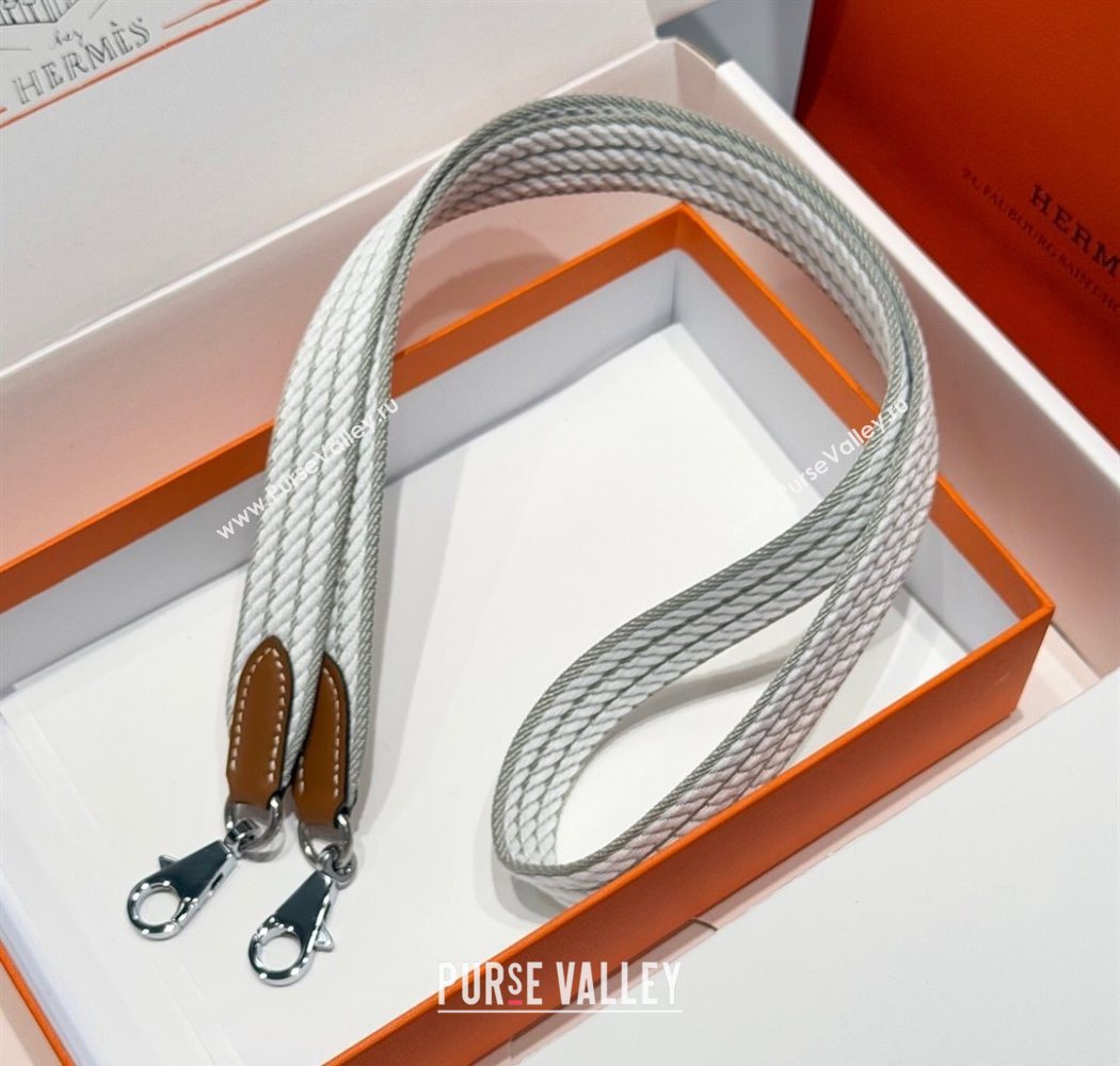 Hermes Canvas Bag Strap 2.5x105cm Grey/Silver 2025 1008 (FL-251008010)