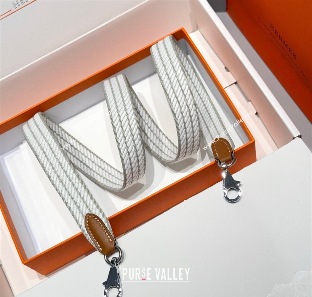 Hermes Canvas Bag Strap 2.5x105cm Grey/Silver 2025 1008 (FL-251008010)