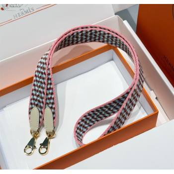 Hermes Canvas Bag Strap 2.5x105cm Light Pink/Gold 2025 1008 (FL-251008001)