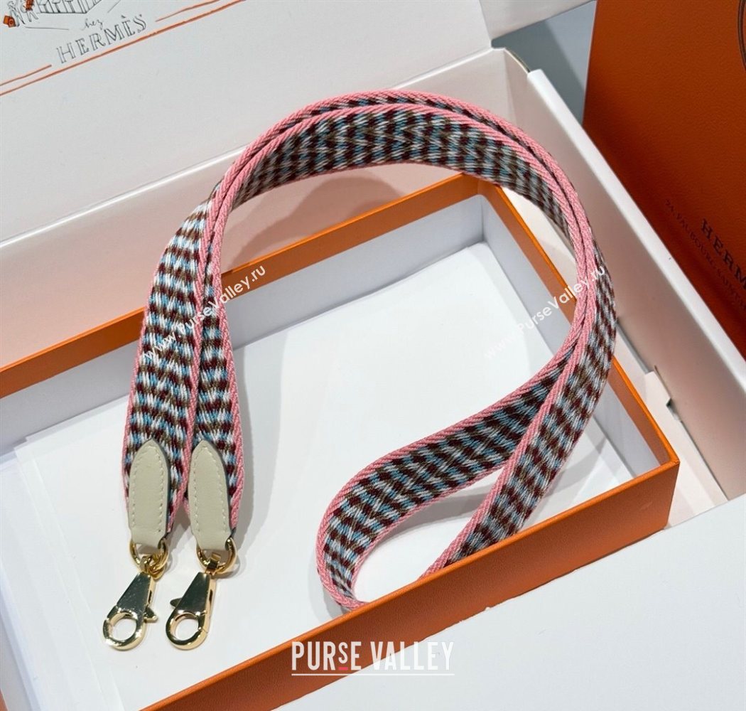 Hermes Canvas Bag Strap 2.5x105cm Light Pink/Gold 2025 1008 (FL-251008001)