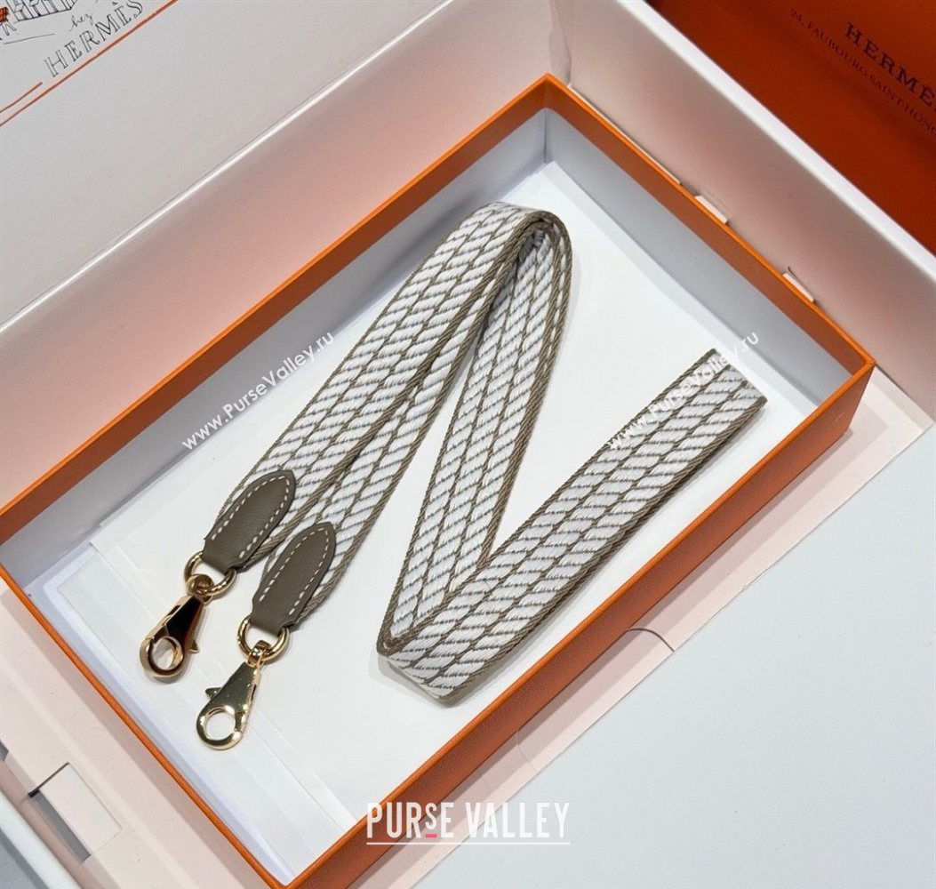 Hermes Canvas Bag Strap 2.5x105cm Elephant/Gold 2025 1008 (FL-251008013)