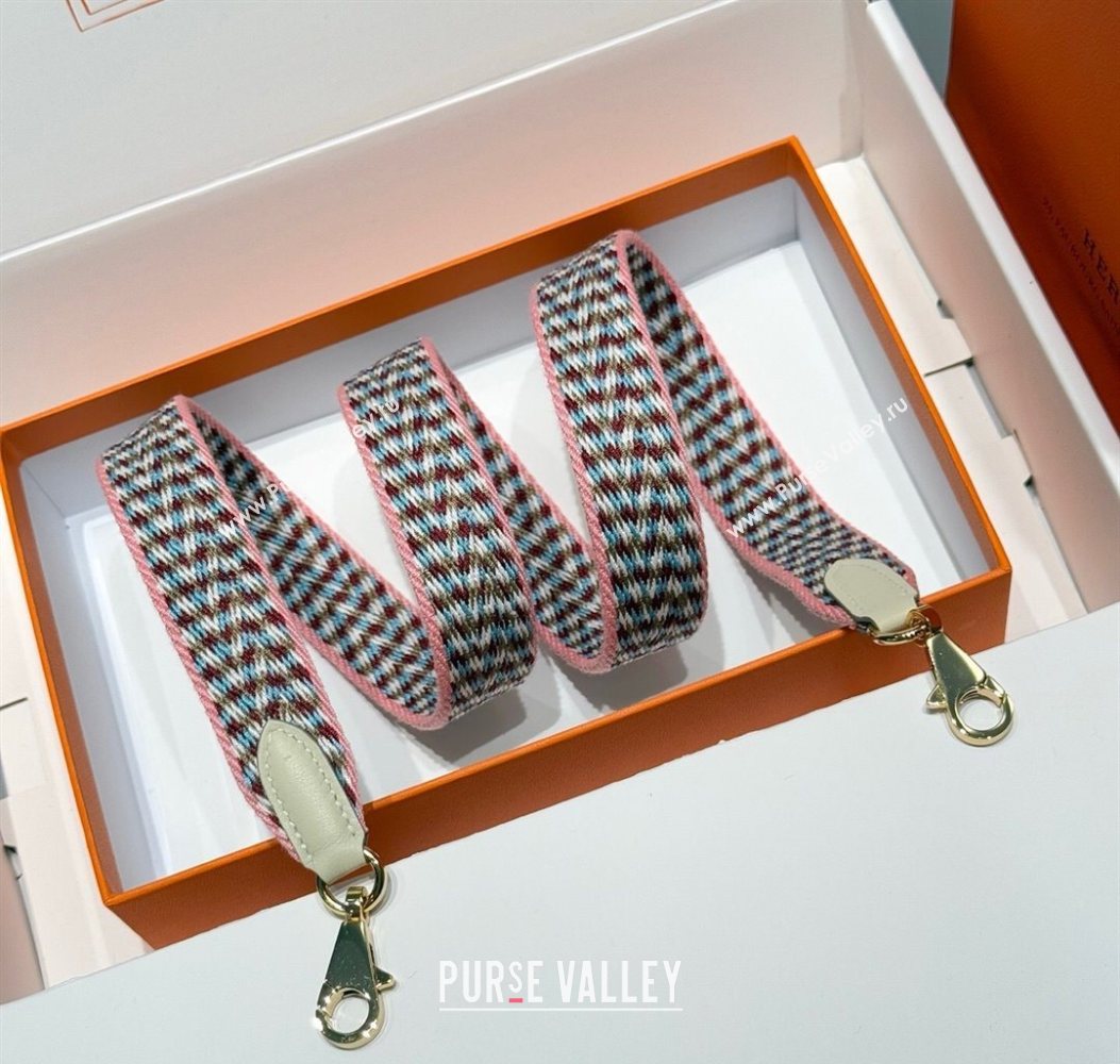 Hermes Canvas Bag Strap 2.5x105cm Light Pink/Gold 2025 1008 (FL-251008001)