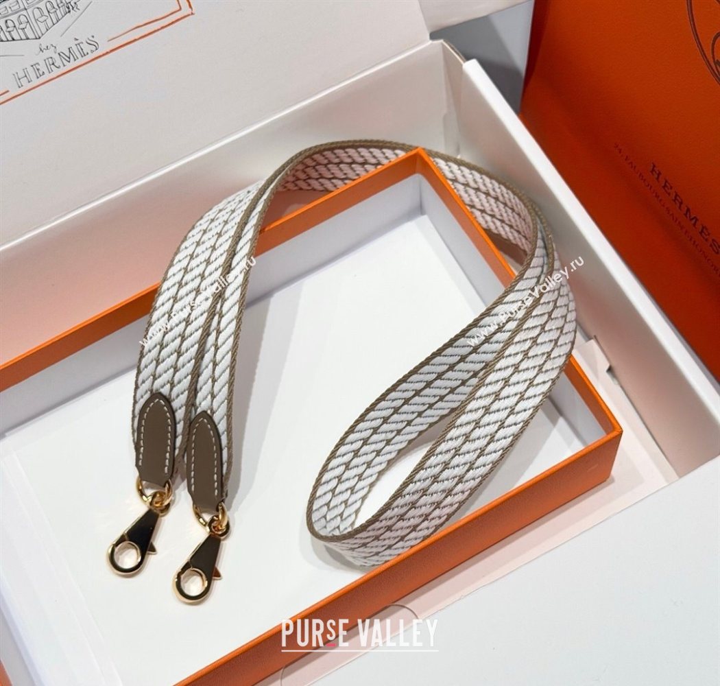 Hermes Canvas Bag Strap 2.5x105cm Elephant/Gold 2025 1008 (FL-251008013)