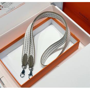 Hermes Canvas Bag Strap 2.5x105cm Elephant/Silver 2025 1008 (FL-251008014)