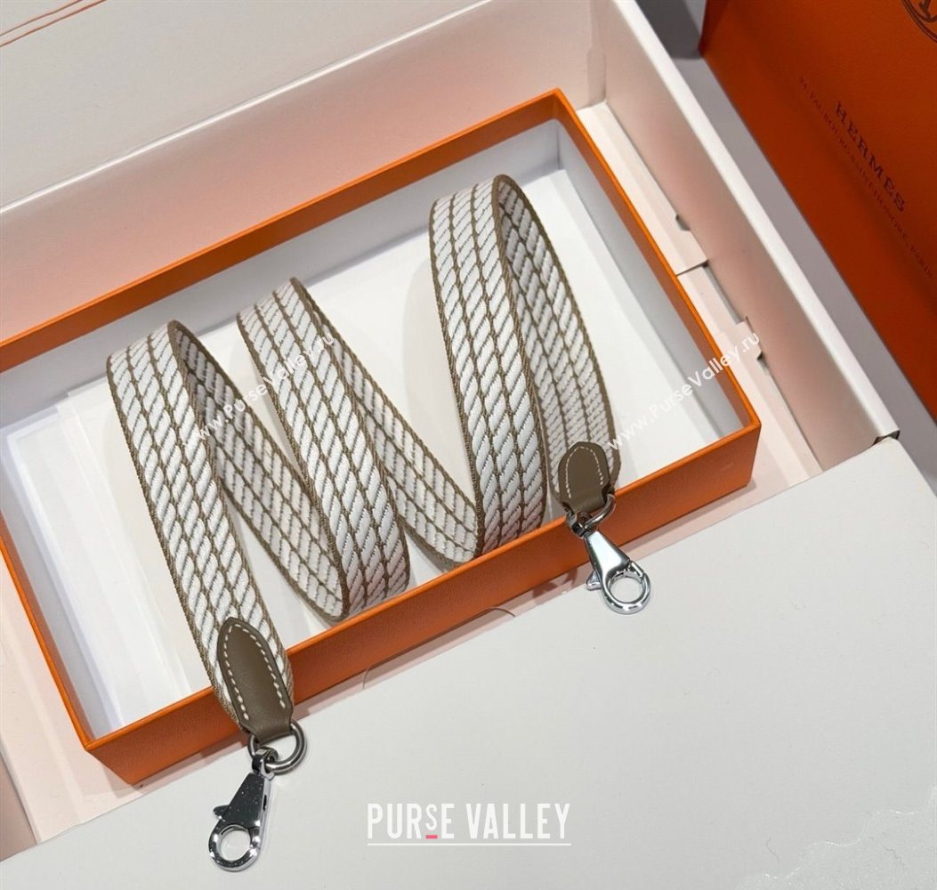 Hermes Canvas Bag Strap 2.5x105cm Elephant/Silver 2025 1008 (FL-251008014)