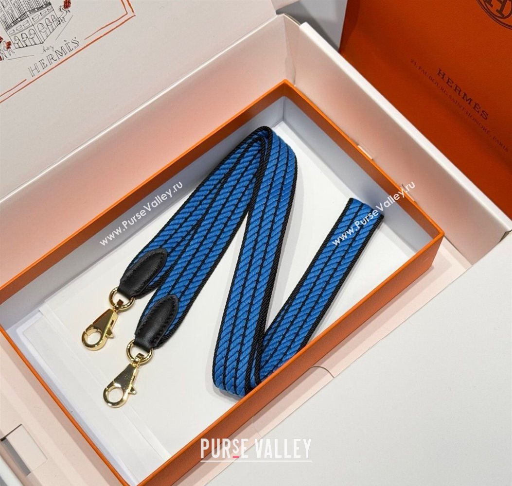 Hermes Canvas Bag Strap 2.5x105cm Navy Blue/Gold 2025 1008 (FL-251008015)