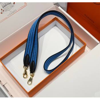 Hermes Canvas Bag Strap 2.5x105cm Navy Blue/Gold 2025 1008 (FL-251008015)