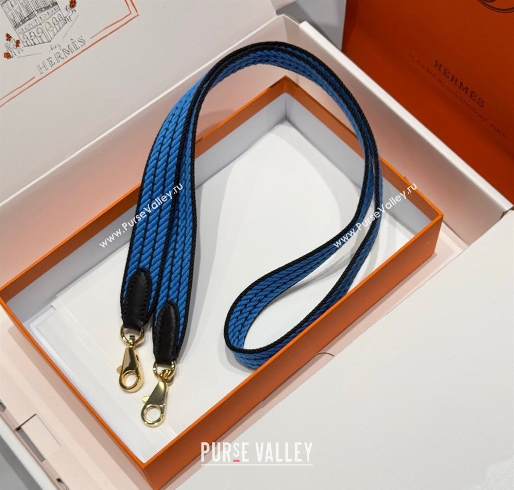 Hermes Canvas Bag Strap 2.5x105cm Navy Blue/Gold 2025 1008 (FL-251008015)