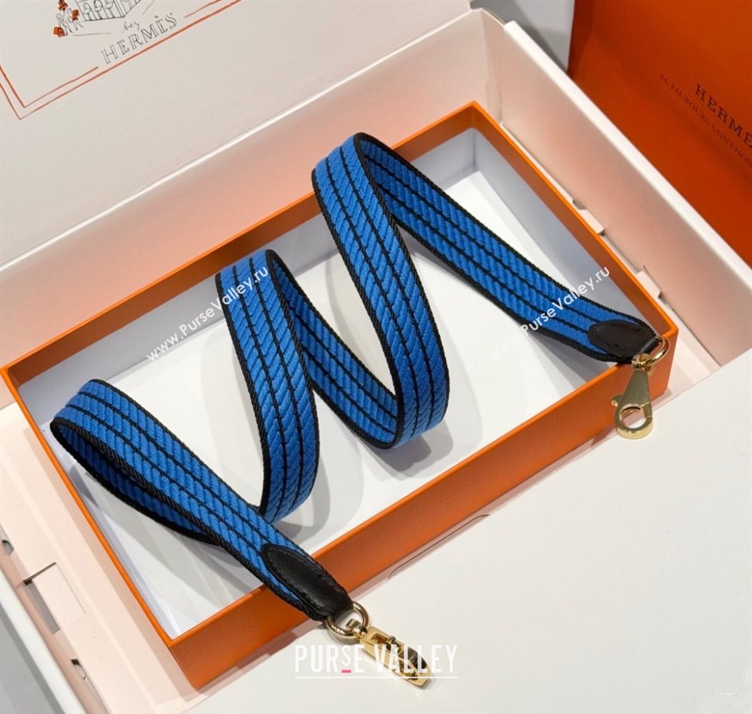 Hermes Canvas Bag Strap 2.5x105cm Navy Blue/Gold 2025 1008 (FL-251008015)