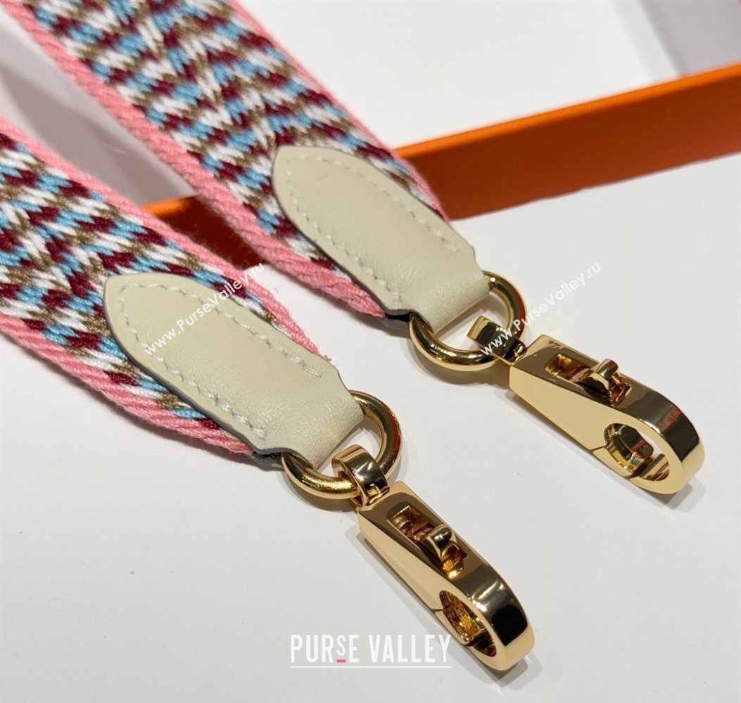 Hermes Canvas Bag Strap 2.5x105cm Light Pink/Gold 2025 1008 (FL-251008001)