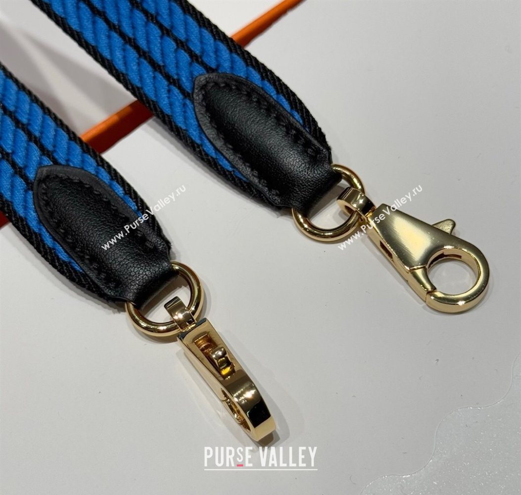 Hermes Canvas Bag Strap 2.5x105cm Navy Blue/Gold 2025 1008 (FL-251008015)