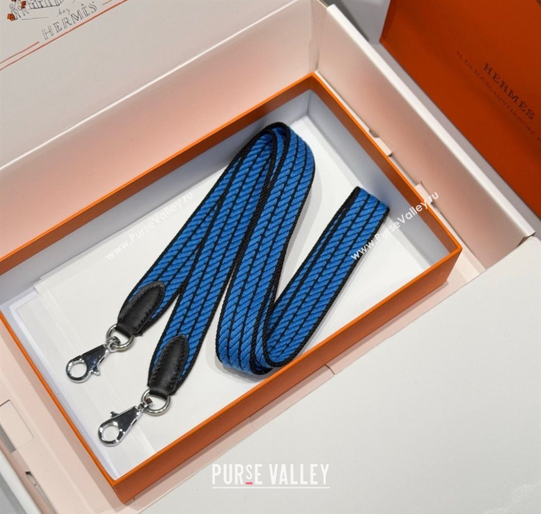 Hermes Canvas Bag Strap 2.5x105cm Navy Blue/Silver 2025 1008 (FL-251008016)