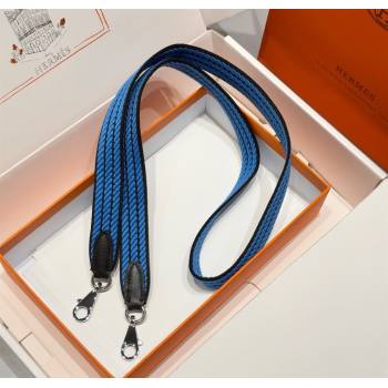 Hermes Canvas Bag Strap 2.5x105cm Navy Blue/Silver 2025 1008 (FL-251008016)