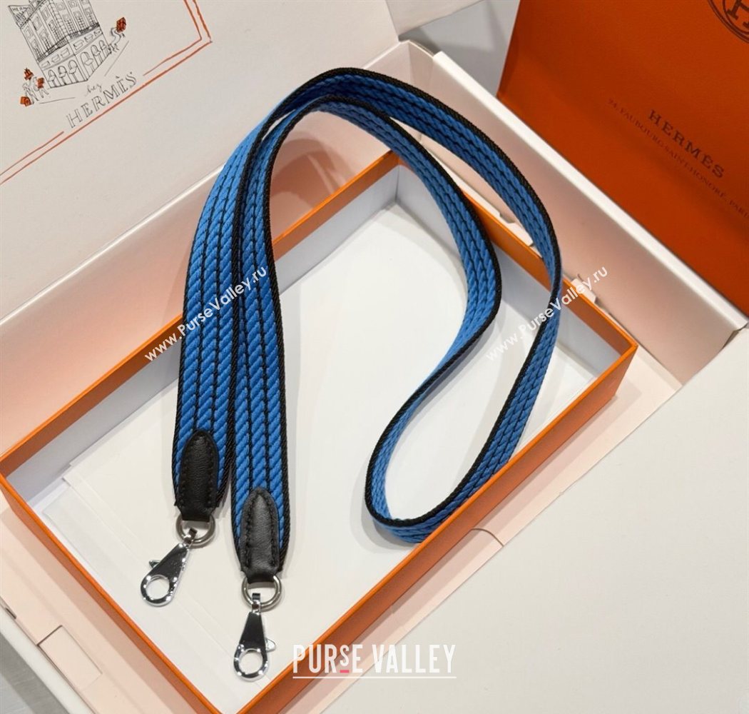 Hermes Canvas Bag Strap 2.5x105cm Navy Blue/Silver 2025 1008 (FL-251008016)