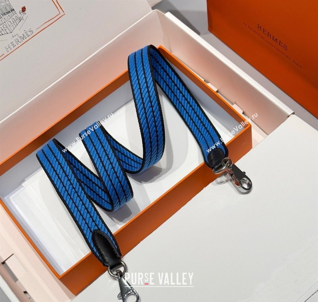 Hermes Canvas Bag Strap 2.5x105cm Navy Blue/Silver 2025 1008 (FL-251008016)