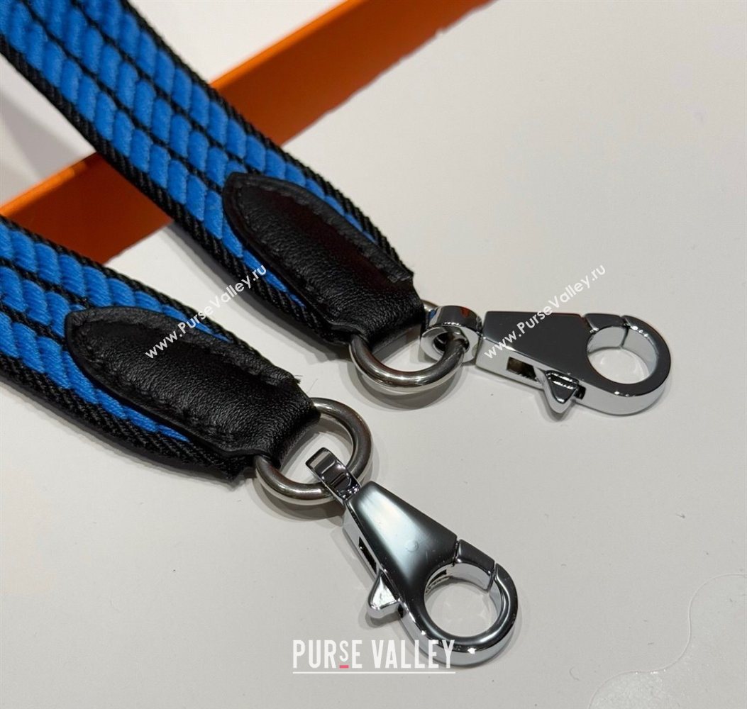 Hermes Canvas Bag Strap 2.5x105cm Navy Blue/Silver 2025 1008 (FL-251008016)