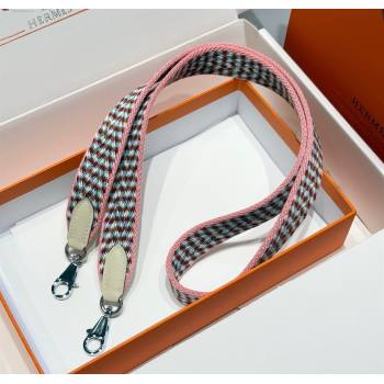Hermes Canvas Bag Strap 2.5x105cm Light Pink/Silver 2025 1008 (FL-251008002)