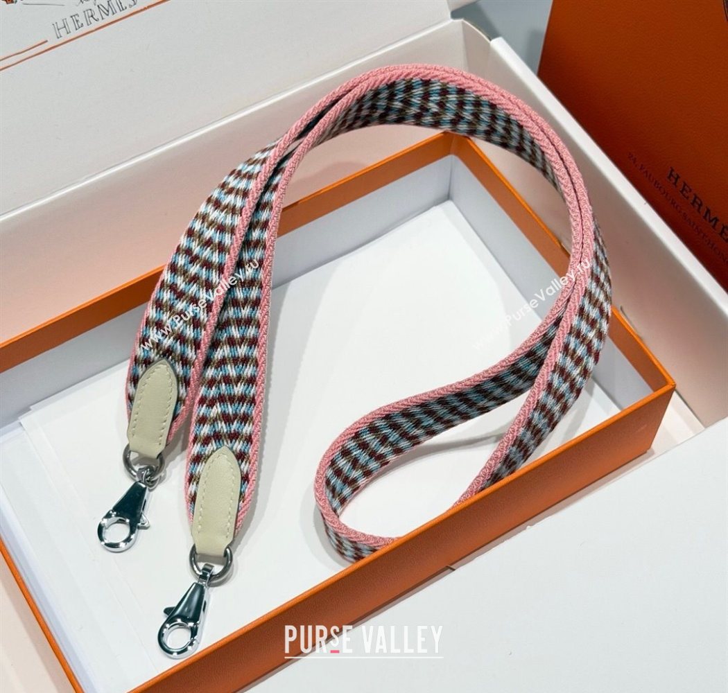 Hermes Canvas Bag Strap 2.5x105cm Light Pink/Silver 2025 1008 (FL-251008002)